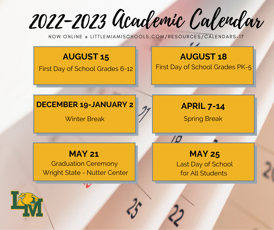 calendar in background with important lm 2022-2023 dates on top